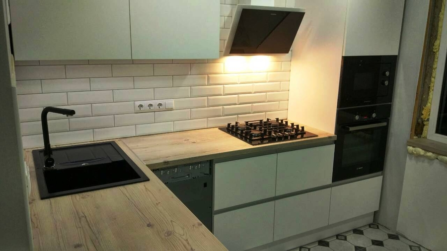 Белый кухонный гарнитур-Кухня из пластика «Модель 198»-фото4