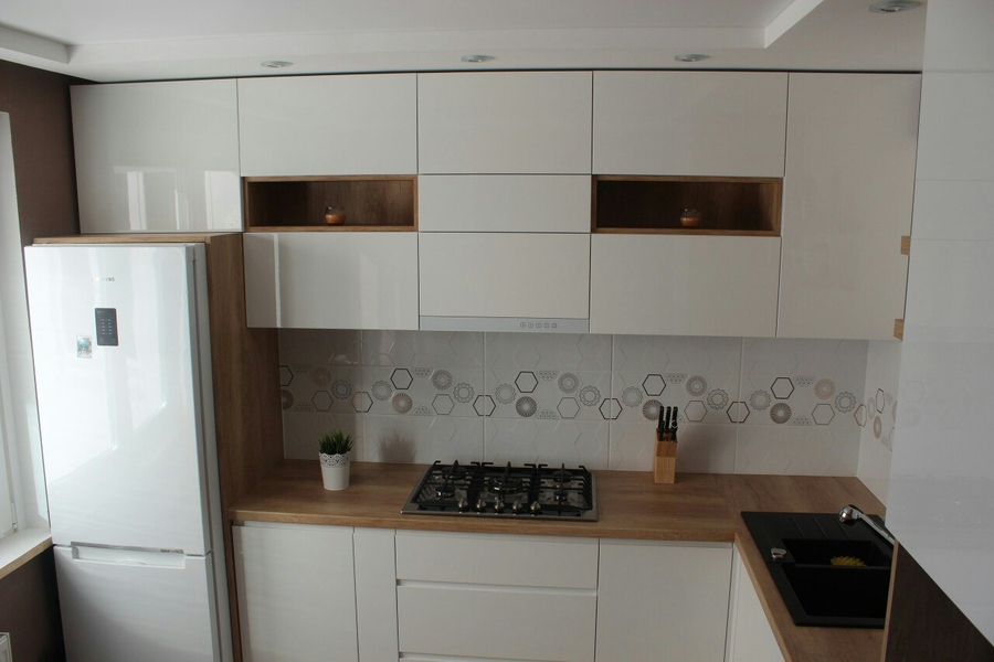 Белый кухонный гарнитур-Кухня из пластика «Модель 87»-фото2