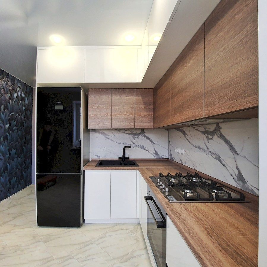 Белый кухонный гарнитур-Кухня МДФ в эмали «Модель 554»-фото2